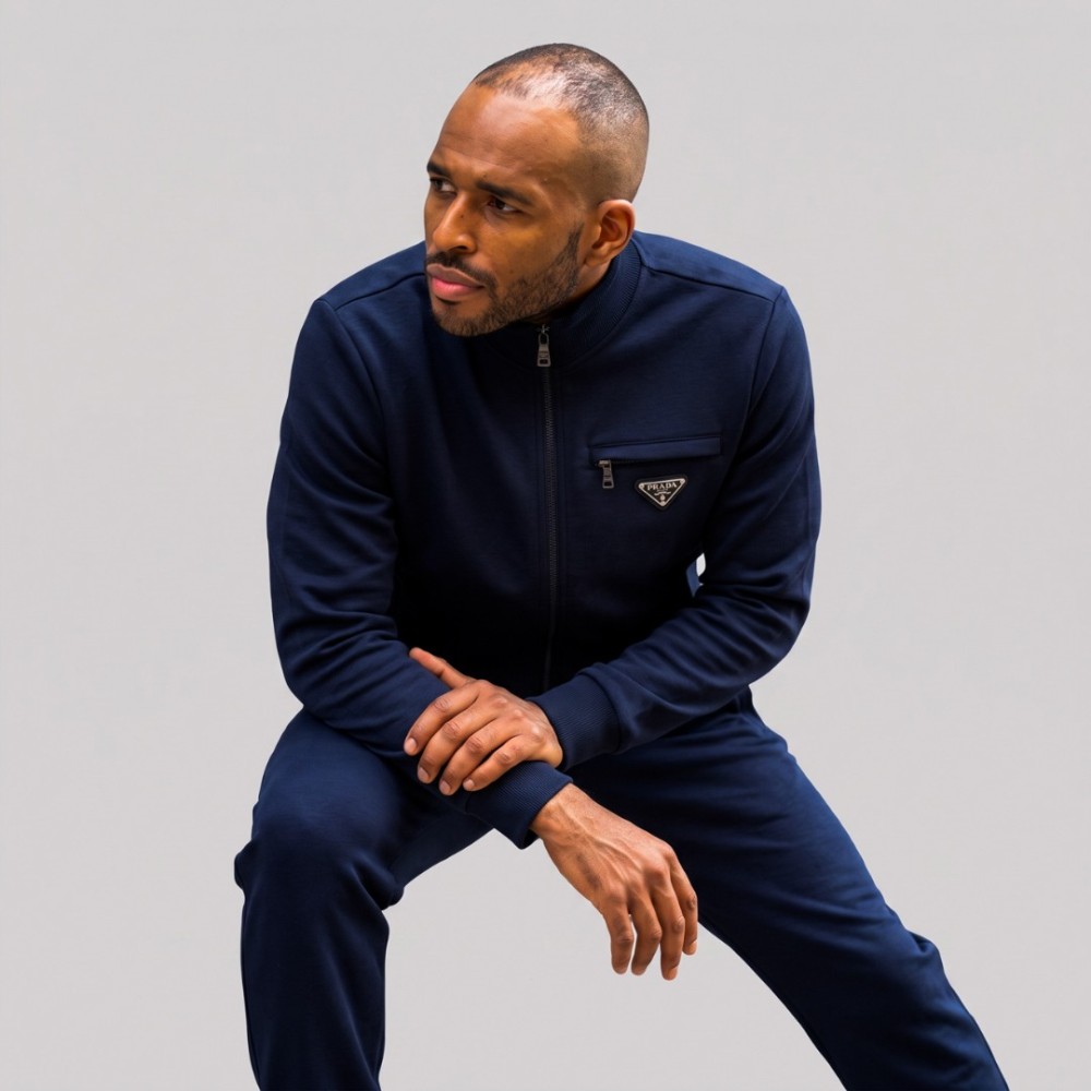 Navy Blue Track Suit Set Two-Piece