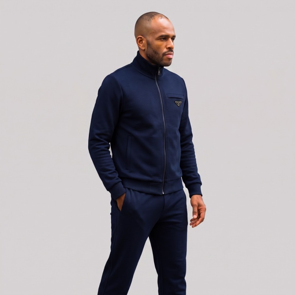 Navy Blue Track Suit Set Two-Piece