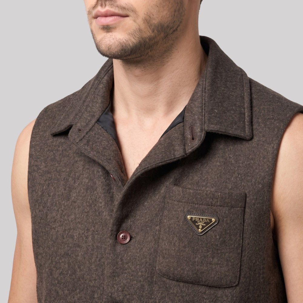 Wool Vest with Triangle Logo Brown Wool Vest with Triangle Logo Brown