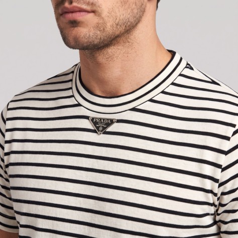 Striped Cotton Jersey T-Shirt White / Black
