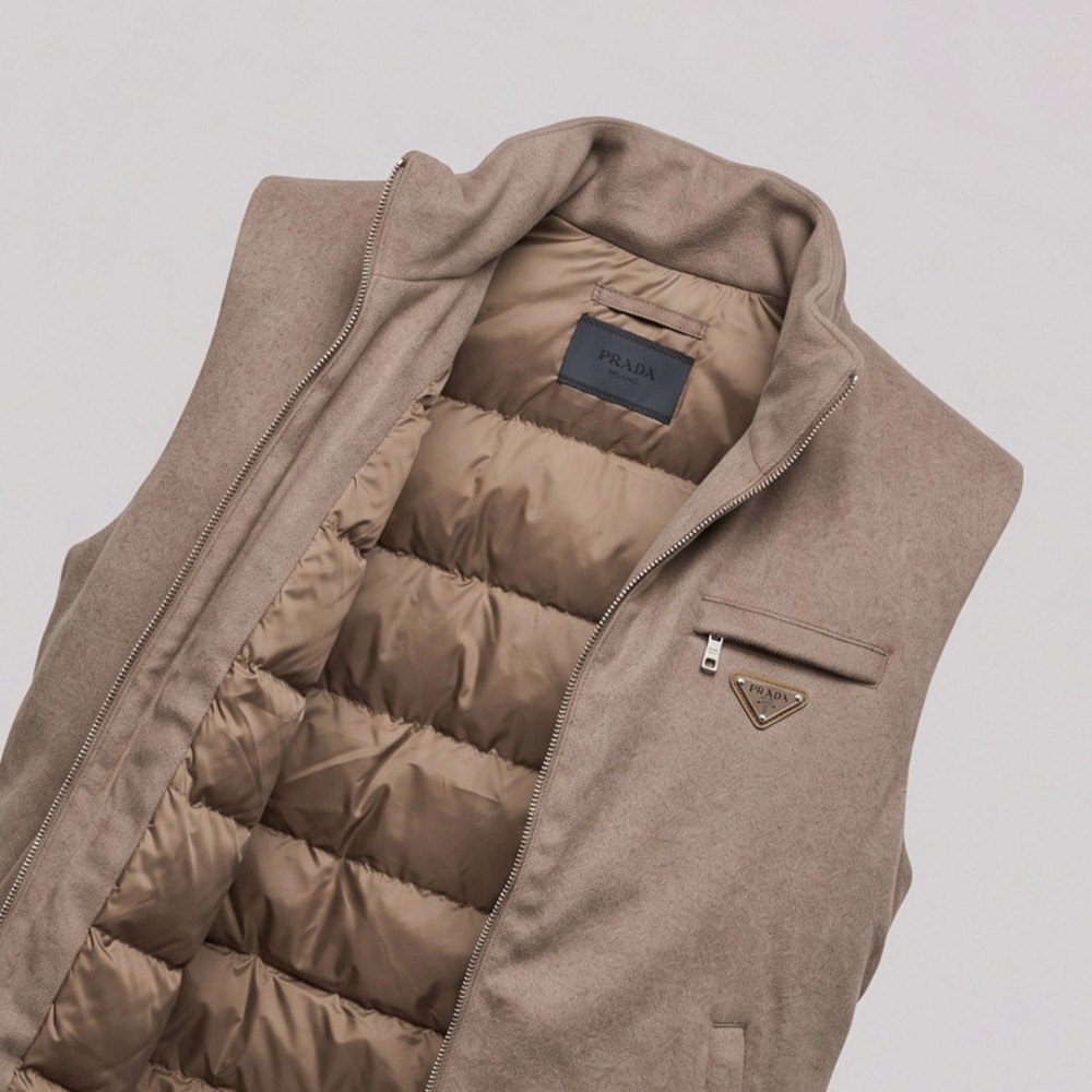 Wool & Cashmere Down Vest in Light Brown Wool & Cashmere Down Vest in Light Brown