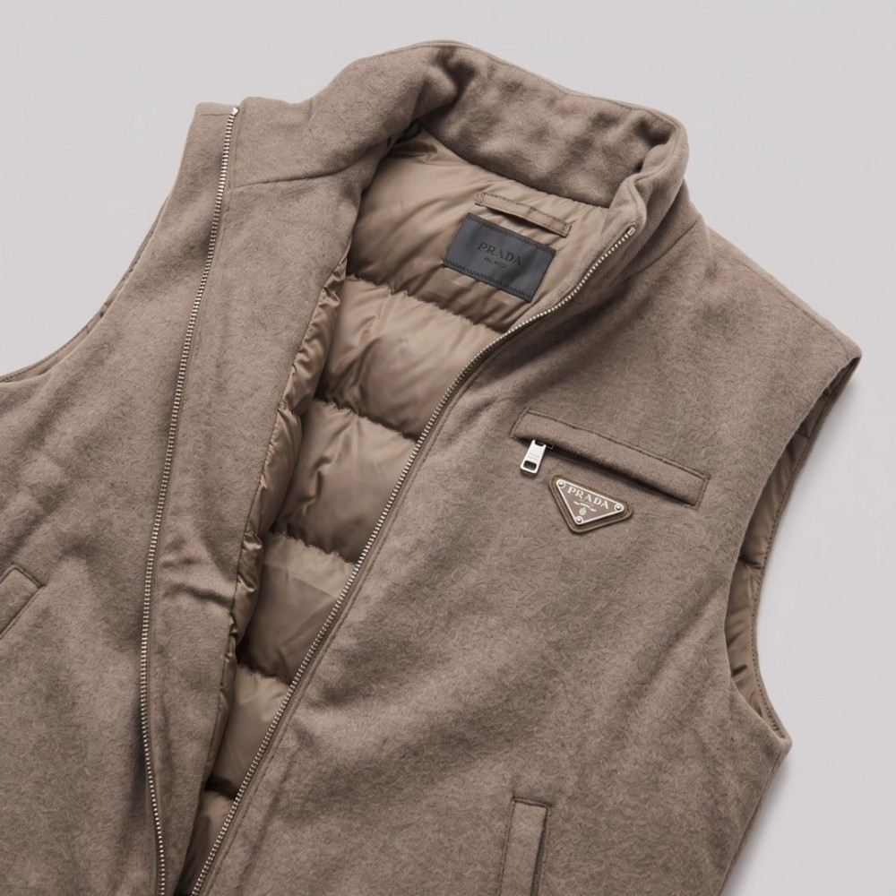 Wool & Cashmere Down Vest in Light Brown Wool & Cashmere Down Vest in Light Brown