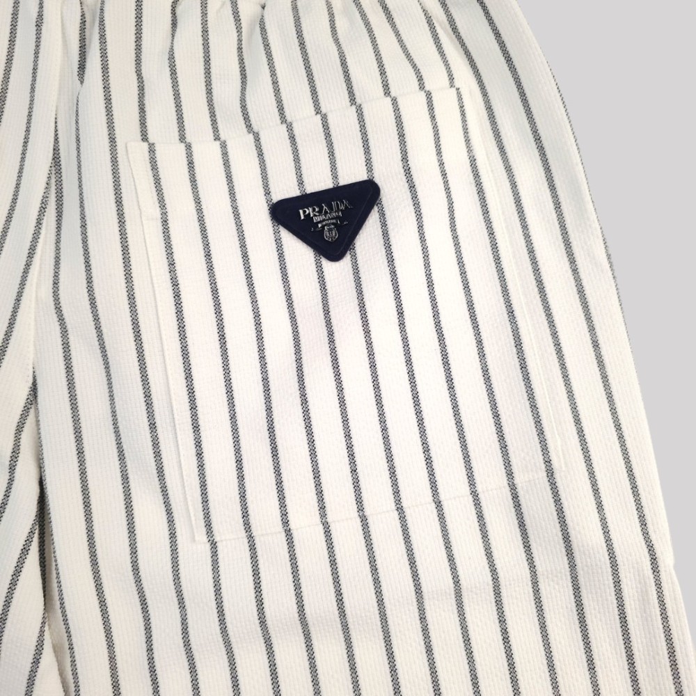 Striped Cotton Pants White/Black Striped Cotton Pants White/Black
