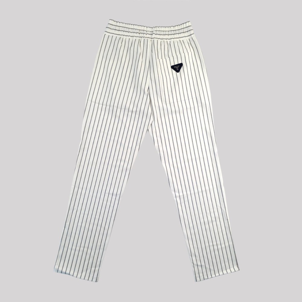 Striped Cotton Pants White/Black Striped Cotton Pants White/Black