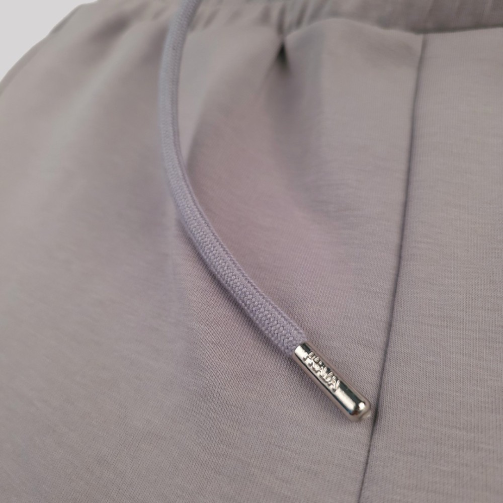 Grey Cotton Shorts with Metallic Triangle Logo Grey Cotton Shorts with Metallic Triangle Logo