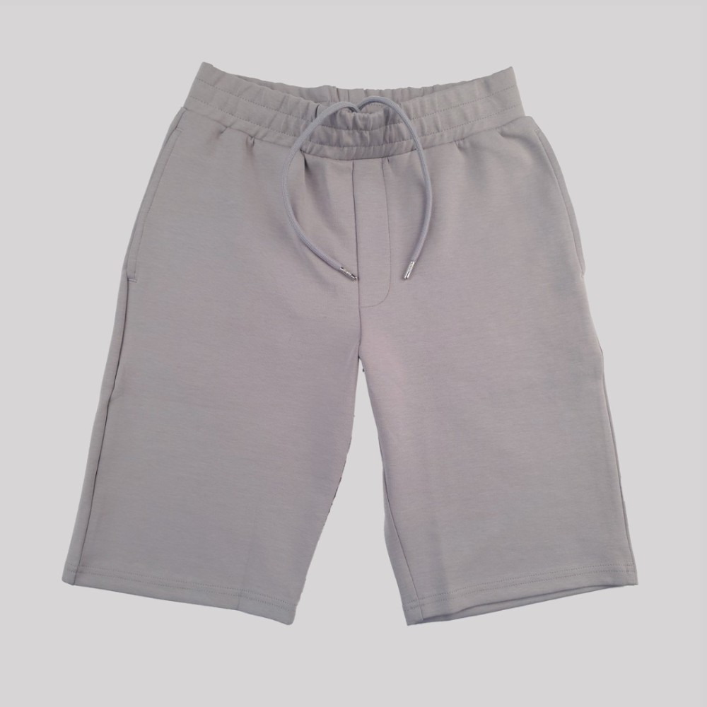 Grey Cotton Shorts with Metallic Triangle Logo Grey Cotton Shorts with Metallic Triangle Logo