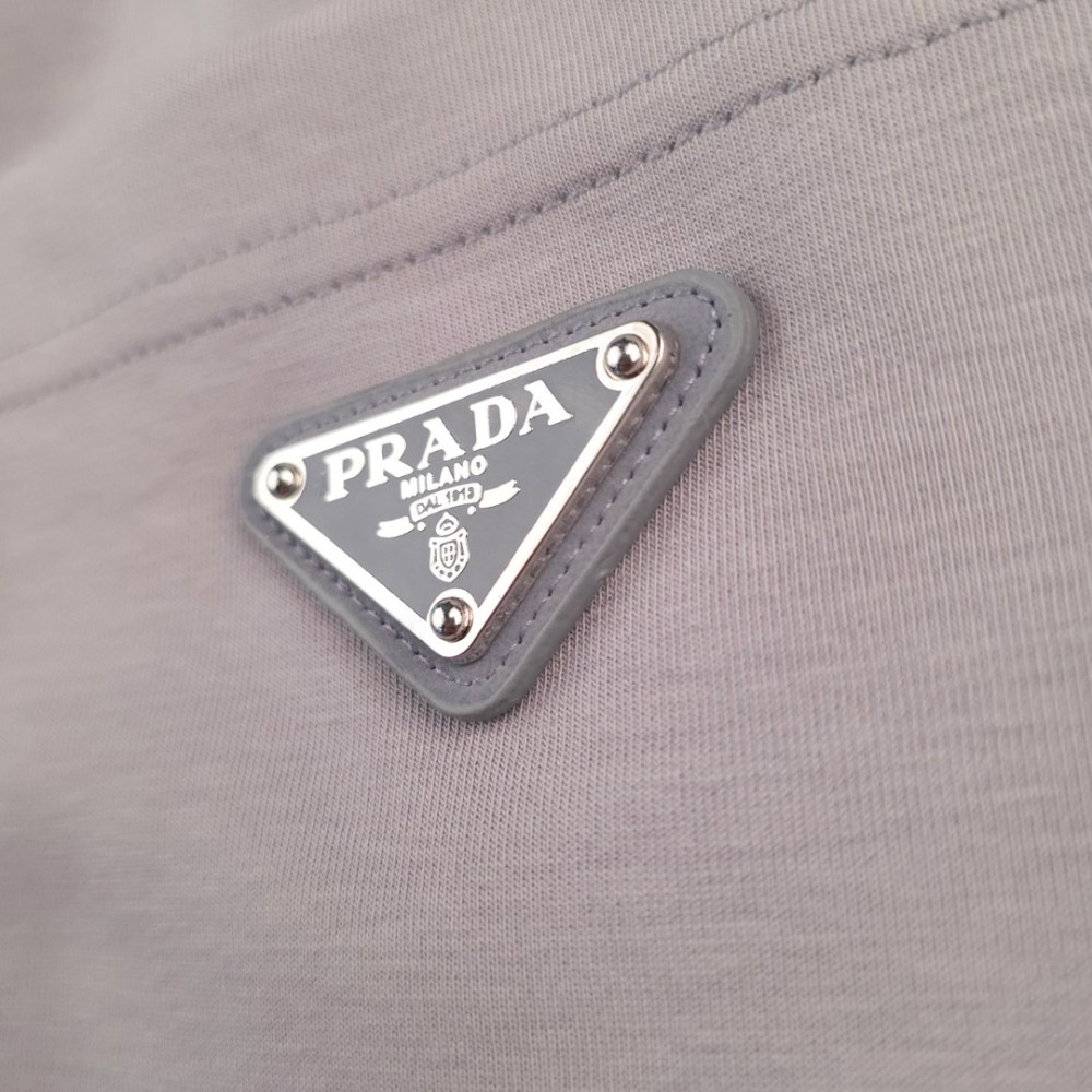 Grey Cotton Shorts with Metallic Triangle Logo Grey Cotton Shorts with Metallic Triangle Logo