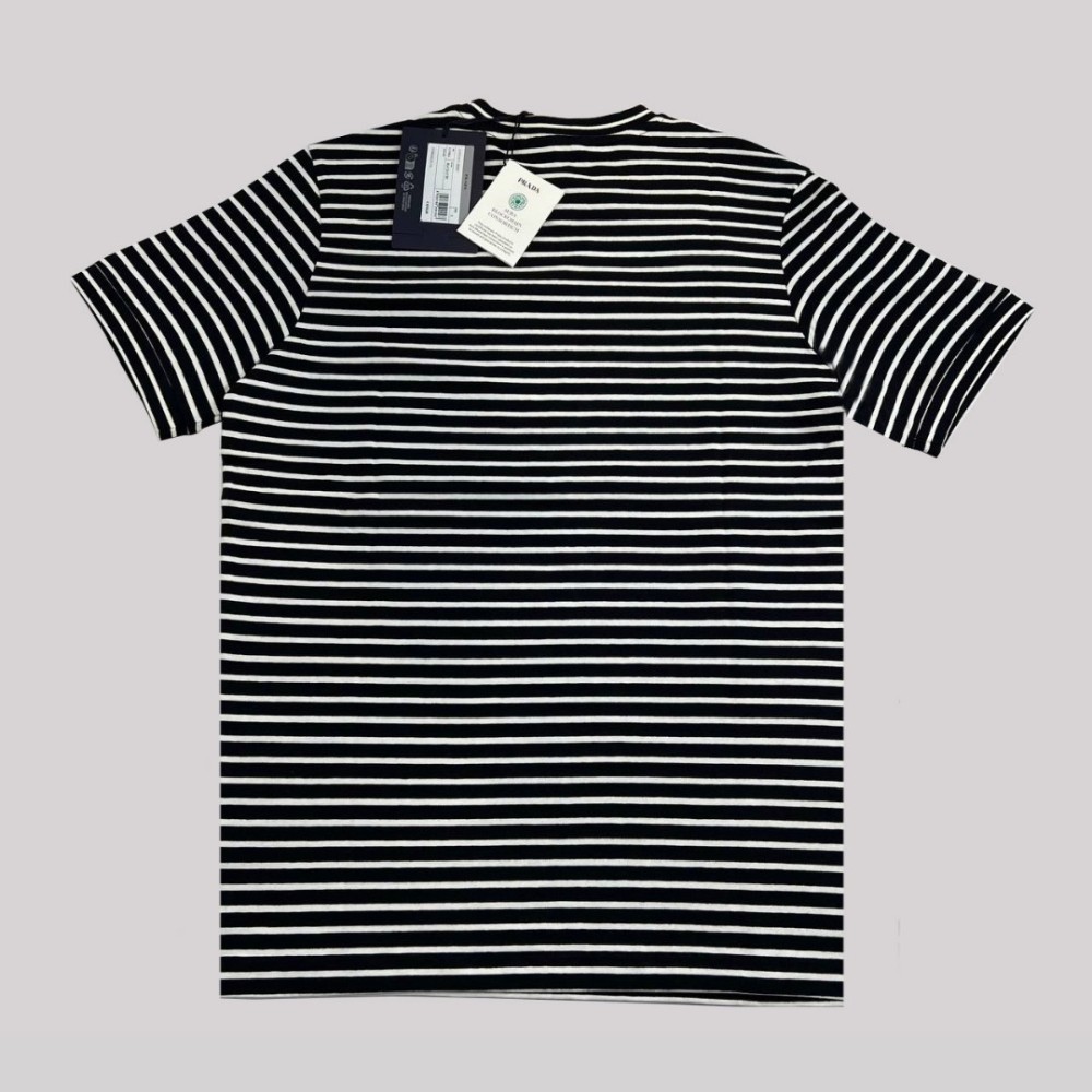 Striped Cotton Jersey T-Shirt Black / White Striped Cotton Jersey T-Shirt Black / White
