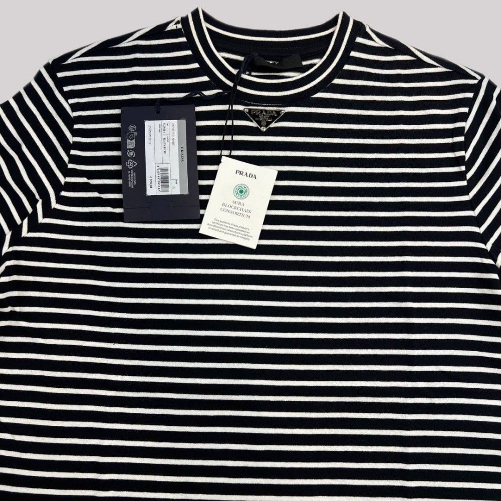 Striped Cotton Jersey T-Shirt Black / White Striped Cotton Jersey T-Shirt Black / White