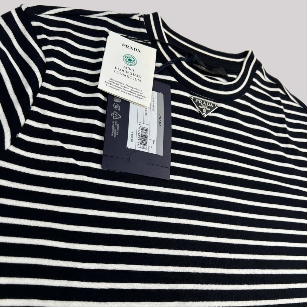 Striped Cotton Jersey T-Shirt Black / White Striped Cotton Jersey T-Shirt Black / White