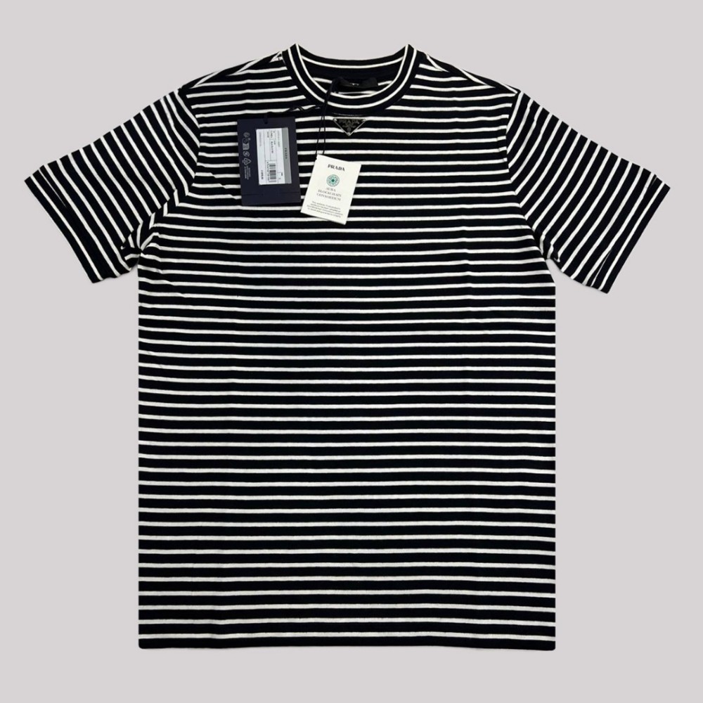 Striped Cotton Jersey T-Shirt Black / White Striped Cotton Jersey T-Shirt Black / White