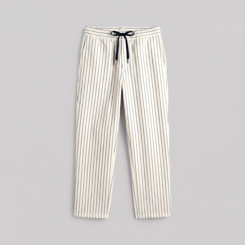 Striped Cotton Pants White/Black Striped Cotton Pants White/Black