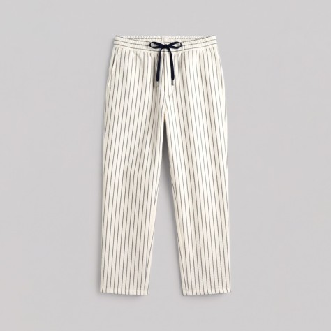 Striped Cotton Pants White/Black