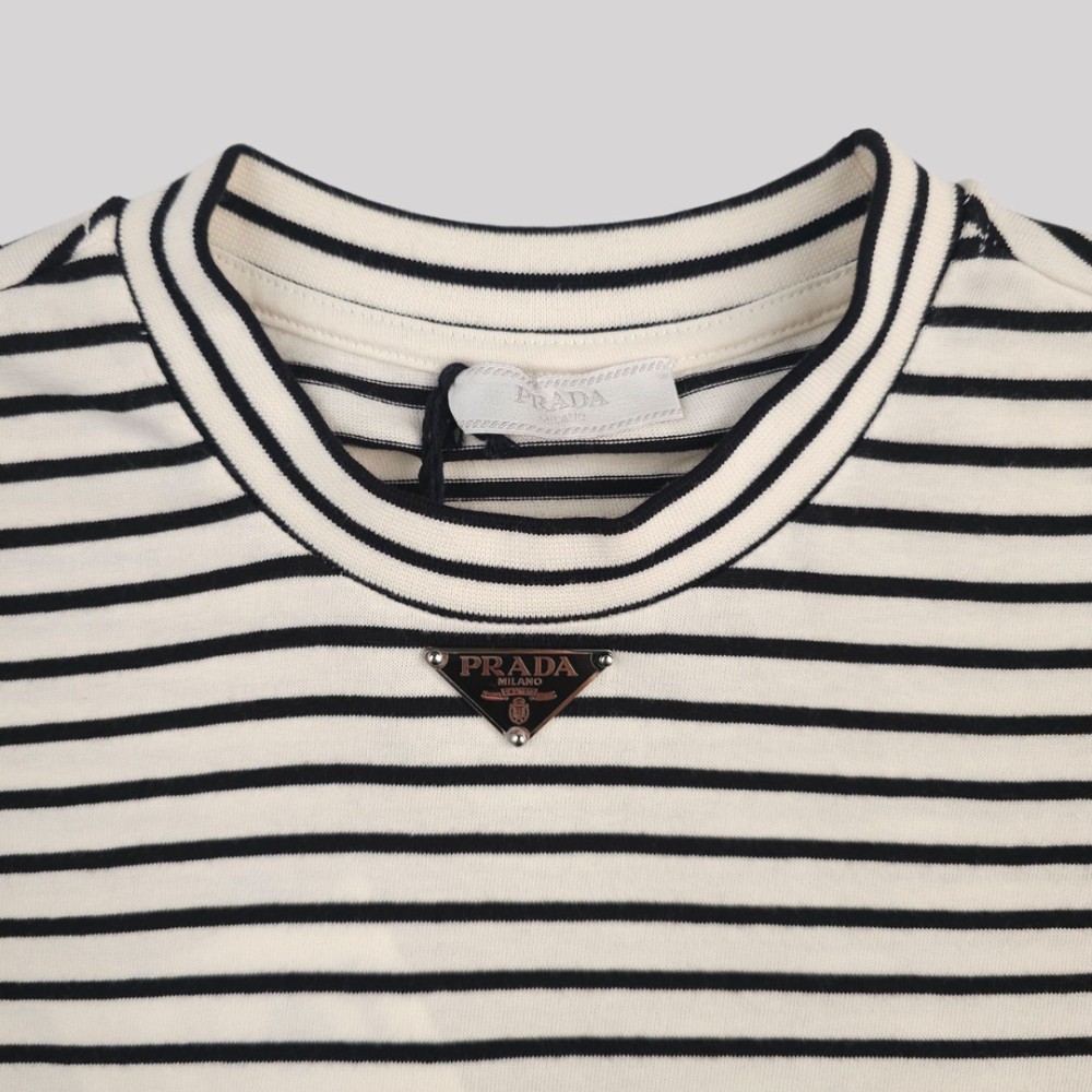 Striped Cotton Jersey T-Shirt White / Black Striped Cotton Jersey T-Shirt White / Black