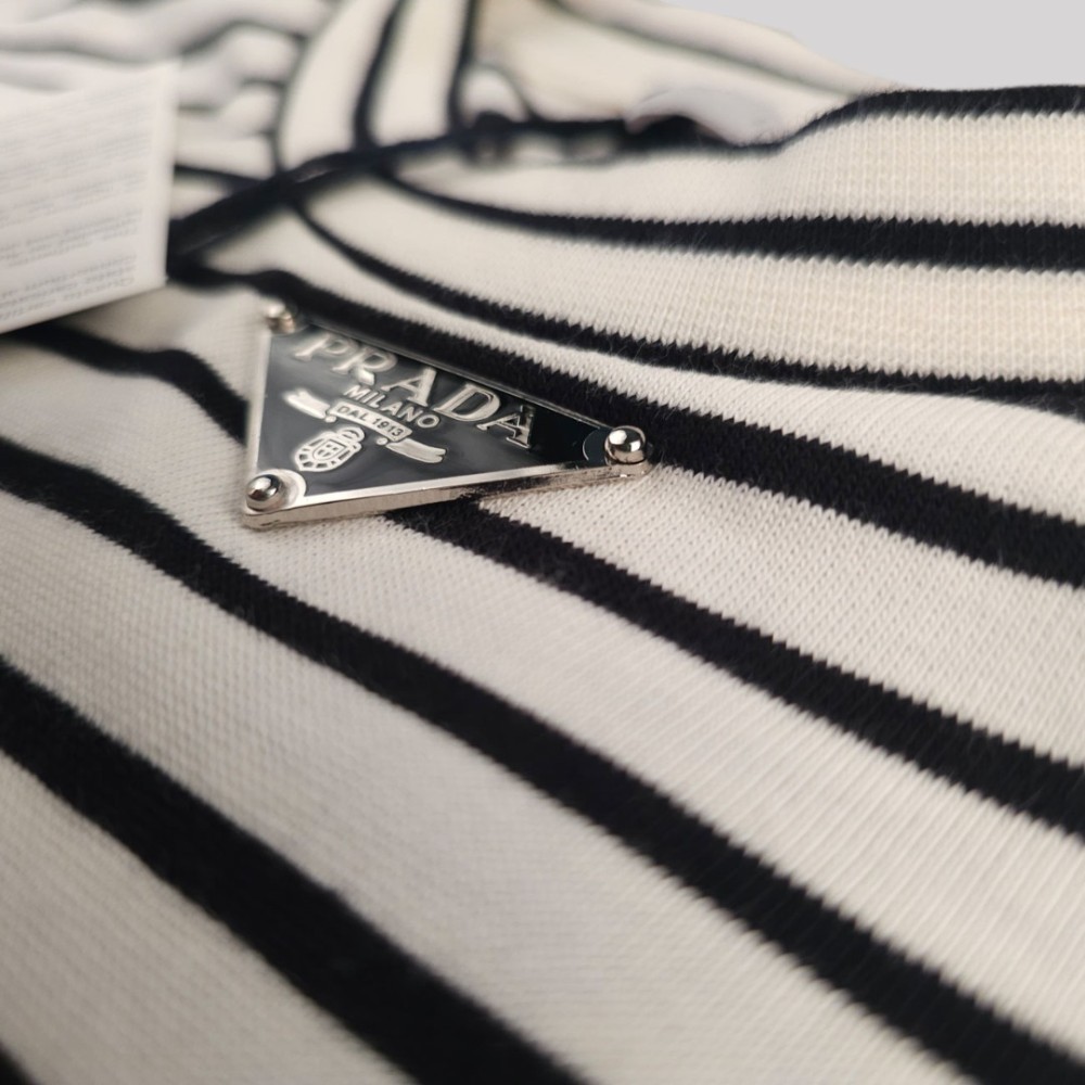 Striped Cotton Jersey T-Shirt White / Black Striped Cotton Jersey T-Shirt White / Black