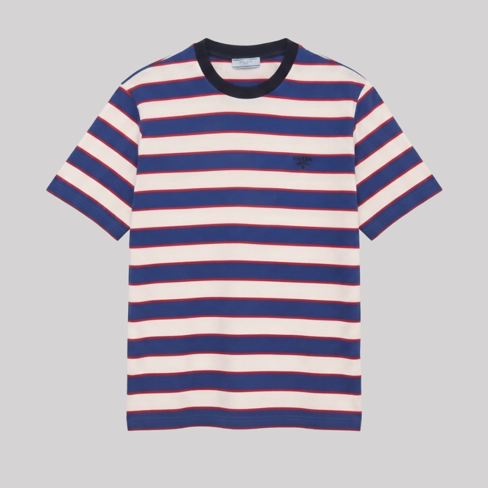 Striped Cotton Jersey T-Shirt White / Blue
