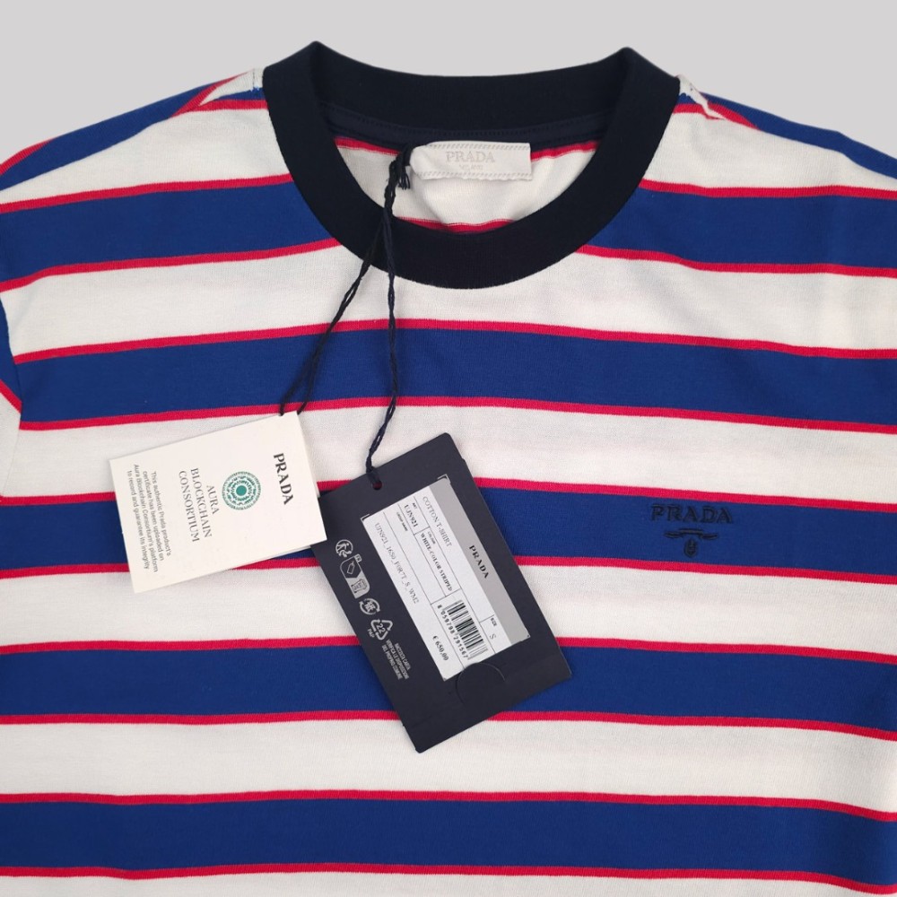 Striped Cotton Jersey T-Shirt White / Blue