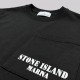 Cotton Short-Sleeve Pocket Marine T-shirt Black