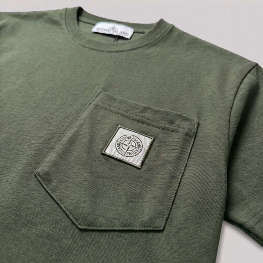 Logo-Patch Pocket T-Shirt In Olive Green