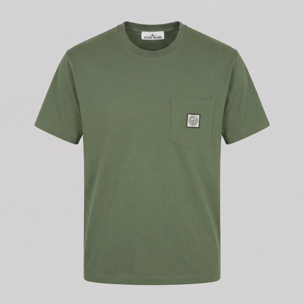 Logo-Patch Pocket T-Shirt In Olive Green