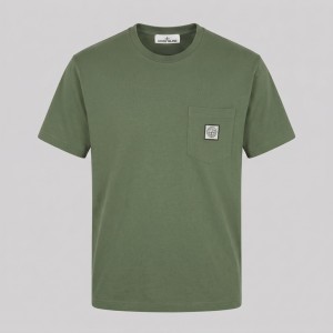 Logo-Patch Pocket T-Shirt In Olive Green