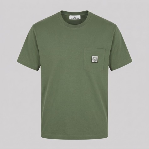 Logo-Patch Pocket T-Shirt In Olive Green