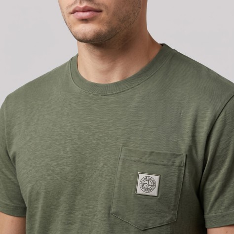 Logo-Patch Pocket T-Shirt In Olive Green