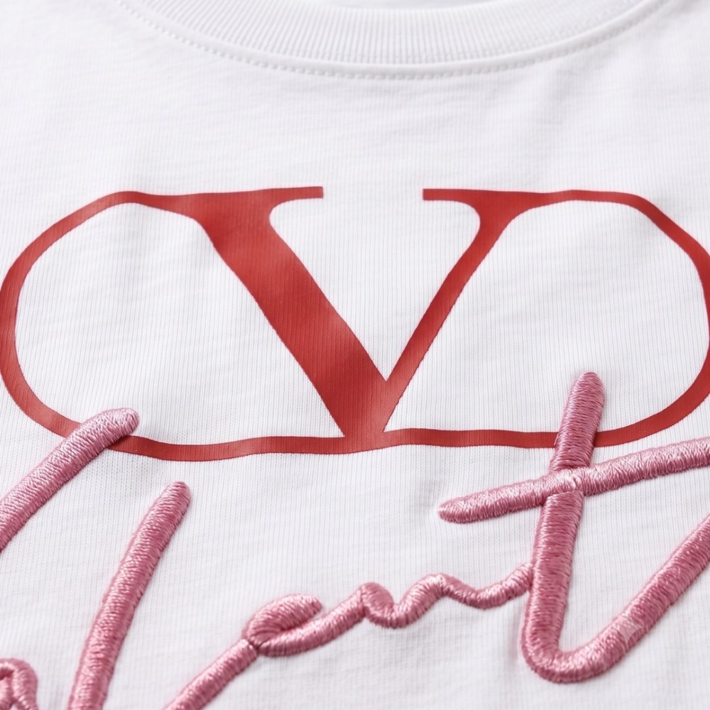 Garavani Logo-Embroidered Cotton T-Shirt White Garavani Logo-Embroidered Cotton T-Shirt White