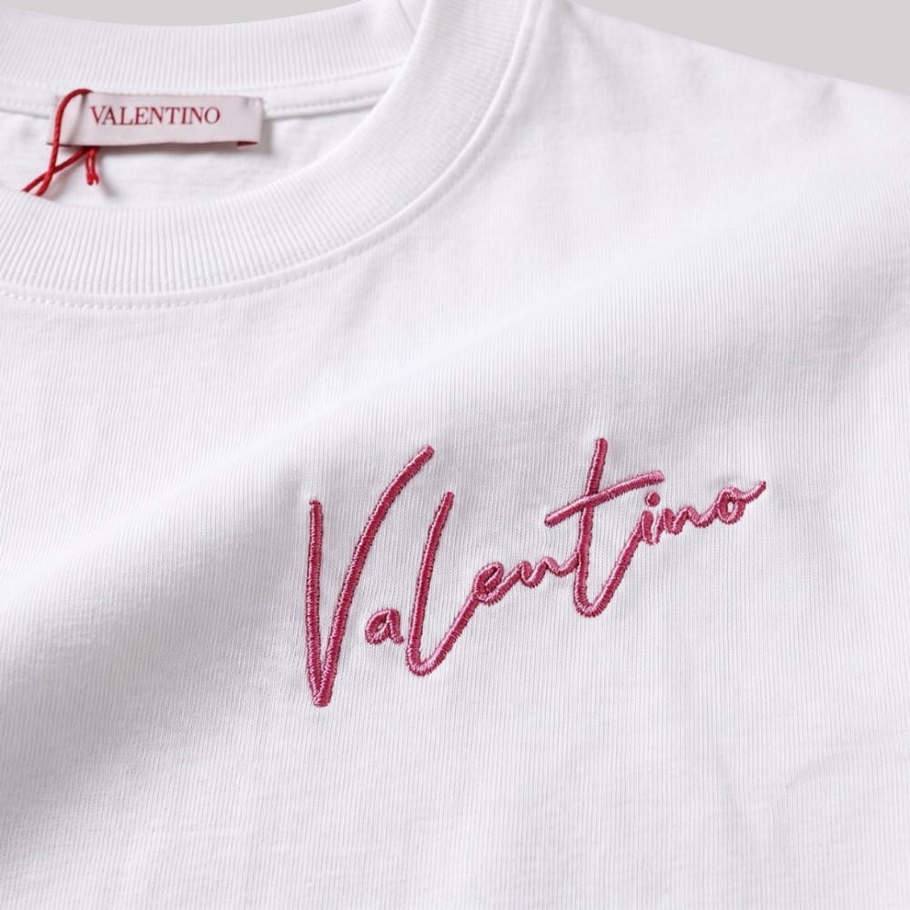 Garavani Logo-Embroidered Cotton T-Shirt White Garavani Logo-Embroidered Cotton T-Shirt White