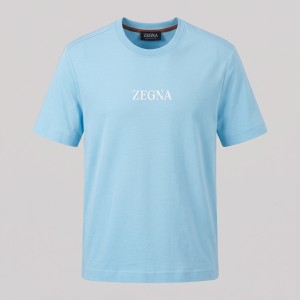Contrast Logo Signature T-Shirt in Sky Blue