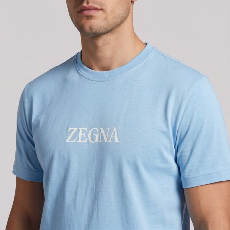 Contrast Logo Signature T-Shirt in Sky Blue